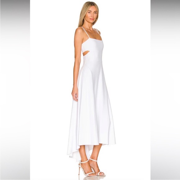 Susana Monaco Thin Strap High Low Cut Out Back White Jersey Maxi Dress EUC Sz XS - Picture 2 of 11